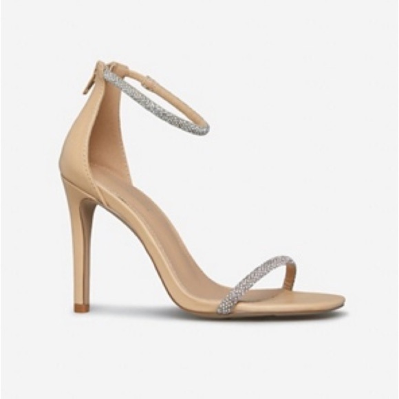 Shoe Dazzle Alexxia Dress Sandals Stiletto Heels with Rhinestone Straps Size 12 - Picture 2 of 9